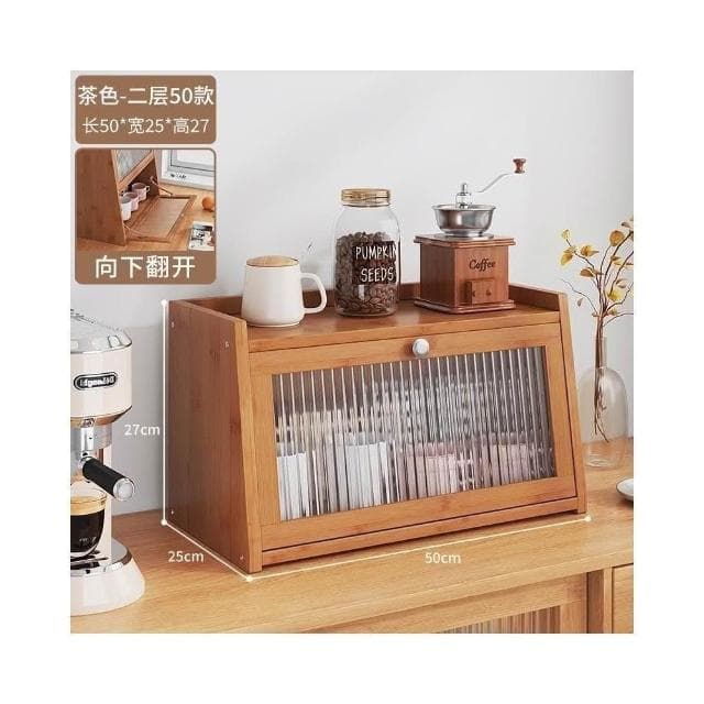 桌上收納櫃 杯子收納櫃 辦公室放茶具水杯置物架 收納櫃 廚房餐具防塵儲物櫃 餐具收納櫃
