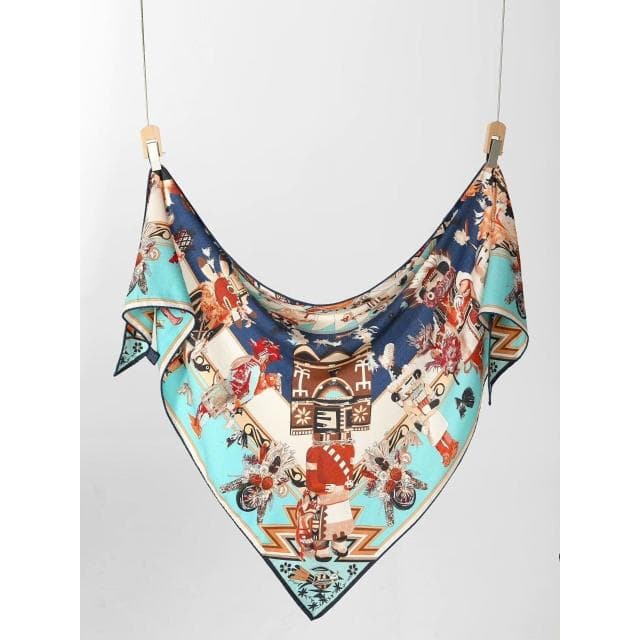 好夢想精品館  高檔真絲羊毛大三角巾印花大氣春秋氣質保暖辦公室圍巾女披肩