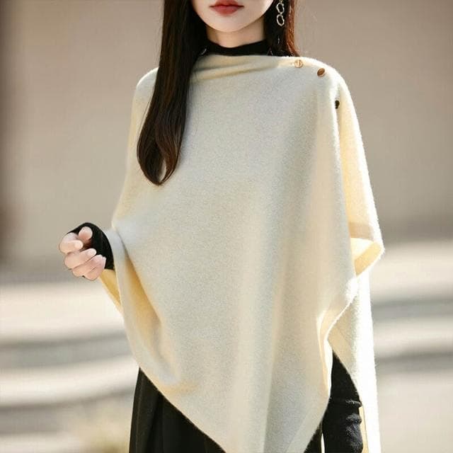 好夢想精品館  秋冬100%羊毛大披肩圍巾針織開衫外套女氣質不規則鬥篷