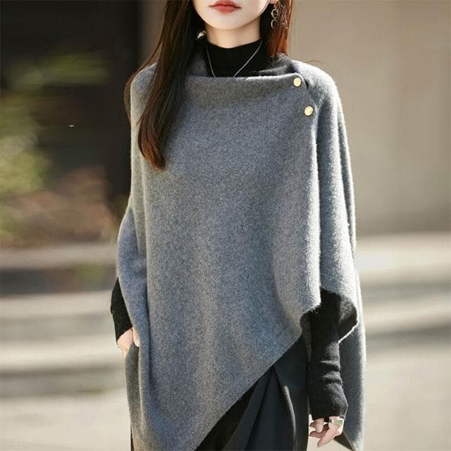 好夢想精品館  秋冬100%羊毛大披肩圍巾針織開衫外套女氣質不規則鬥篷