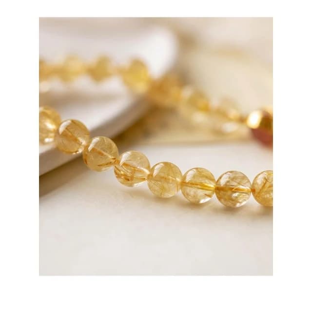 【開運堂】招財一夜暴富 黃水晶天然水晶金髮晶手鍊女生手串禮物轉運珠飾品 開運堂
