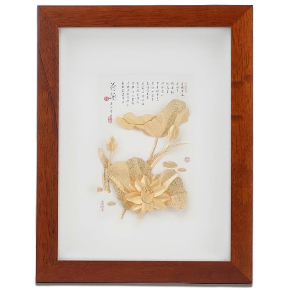 【鹿港窯】金箔畫荷香蓮花|退休生日新居禮物首選