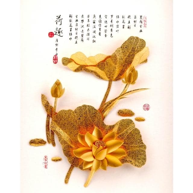 【鹿港窯】金箔畫荷香蓮花|退休生日新居禮物首選
