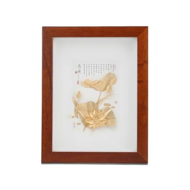 【鹿港窯】金箔畫荷香蓮花|退休生日新居禮物首選