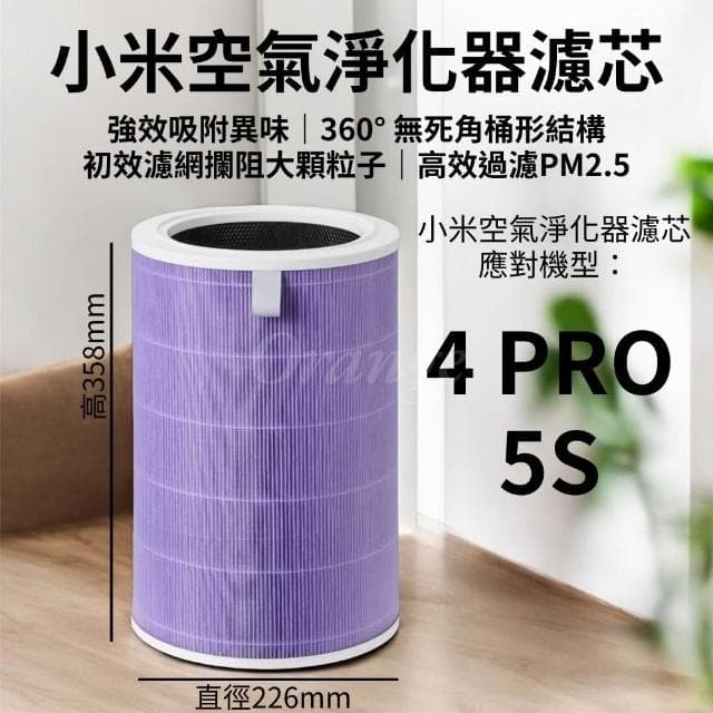 小米空氣淨化器 副廠濾芯 4PRO 5S 抗菌版 紫色 HEPA 濾心 濾網 過濾