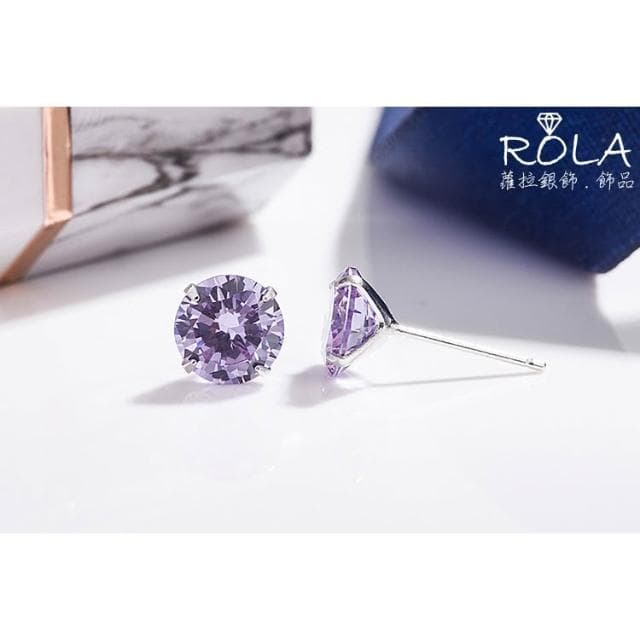 ROLA蘿拉銀飾.飾品 “現貨當天出” (一對價.3-6mm) 12色鋯石水鑽單鑽999足銀純銀耳針耳環養耳針 1-3.