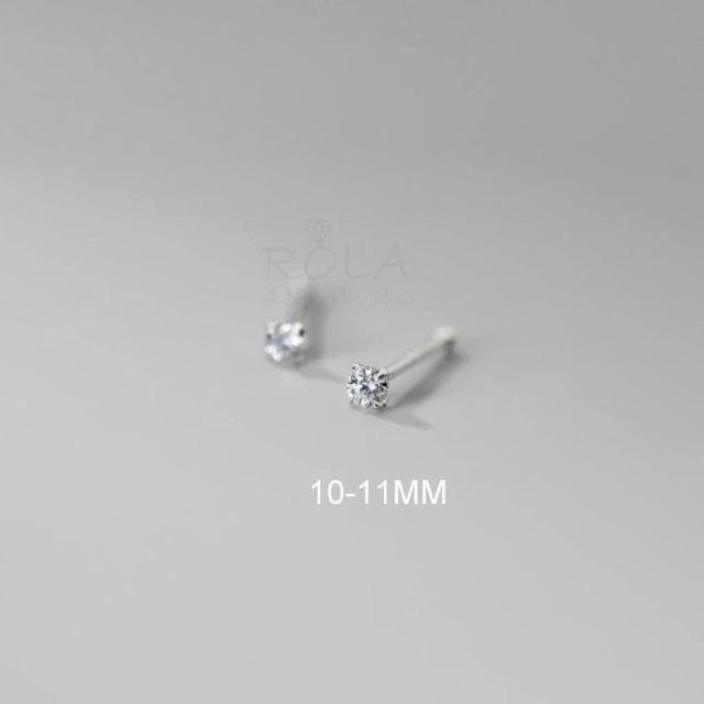 ROLA蘿拉銀飾飾品 {獨家訂製款}(18色/一對價 )2MM水鑽圓珠999足銀純銀養耳棒養耳針固定圓珠免耳堵免後扣 方