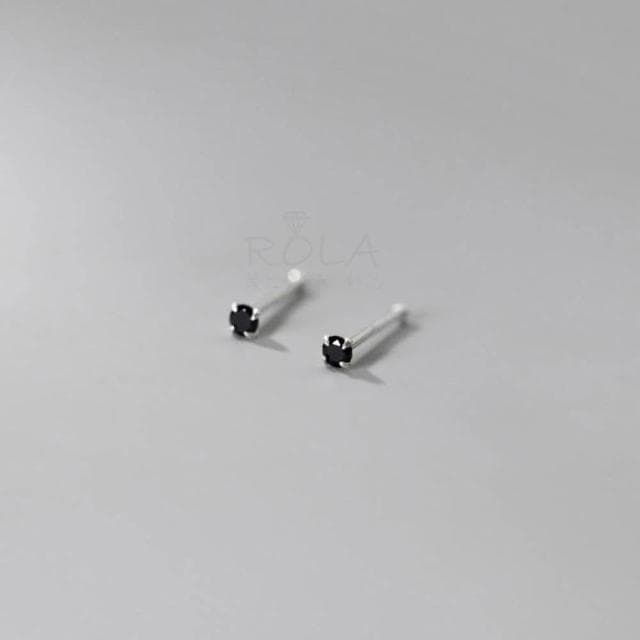 ROLA蘿拉銀飾飾品 {獨家訂製款}(18色/一對價 )2MM水鑽圓珠999足銀純銀養耳棒養耳針固定圓珠免耳堵免後扣 方