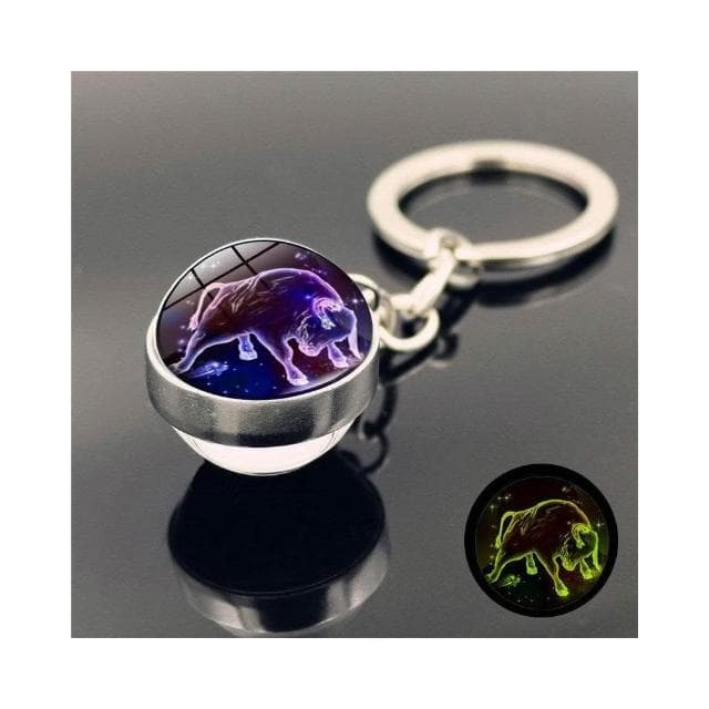 夜光星座鑰匙扣 雙面水晶球鑰匙圈 金屬鑰匙圈吊飾 生日禮物 掛飾 台灣出貨