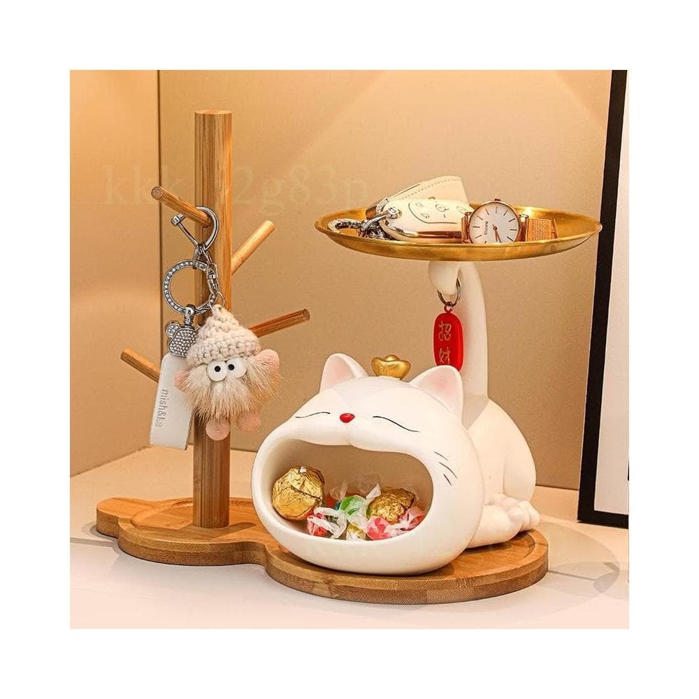 招財貓 玄關鑰匙收納擺件 入戶鞋櫃 客廳桌面置物架 家居裝飾喬遷禮品 桌面擺件 客廳擺件 創意臺面裝