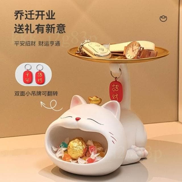 招財貓 玄關鑰匙收納擺件 入戶鞋櫃 客廳桌面置物架 家居裝飾喬遷禮品 桌面擺件 客廳擺件 創意臺面裝