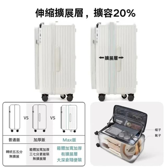 前開式行李箱 登機箱 側開胖胖箱 鋁框行李箱 20吋行李箱 24吋行李箱 28吋行李箱 擴容 上掀式行李箱