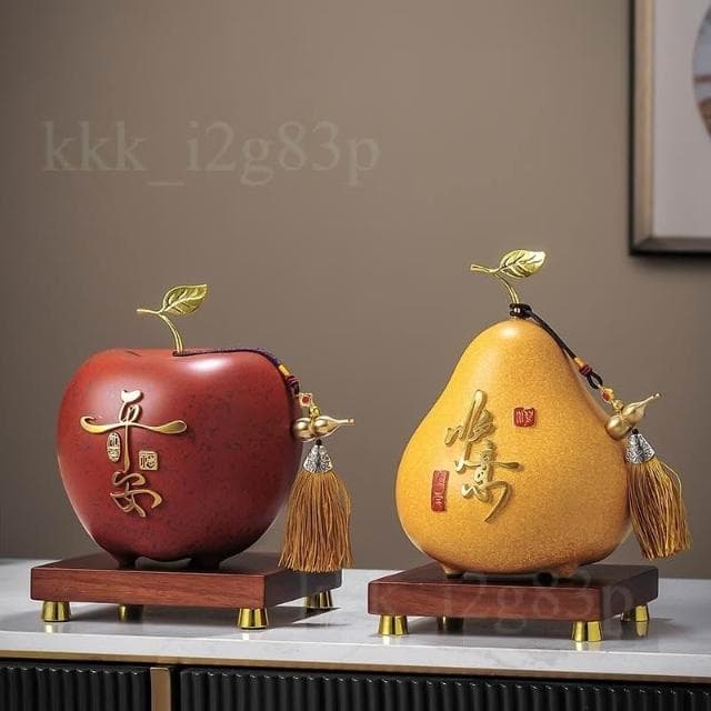 平安苹果摆件 高档客厅装饰 玄关酒柜摆件 存钱罐装饰 工艺品 乔迁礼物 擺飾 風水擺飾 酒櫃擺件 礼