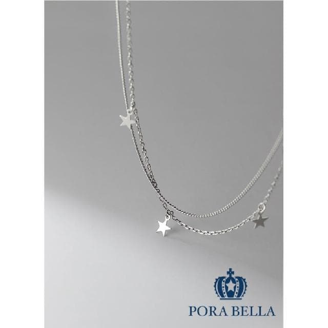 【Porabella】925純銀星星雙鍊項鍊 小眾設計款ins風 情人節禮物 生日禮物 Necklace