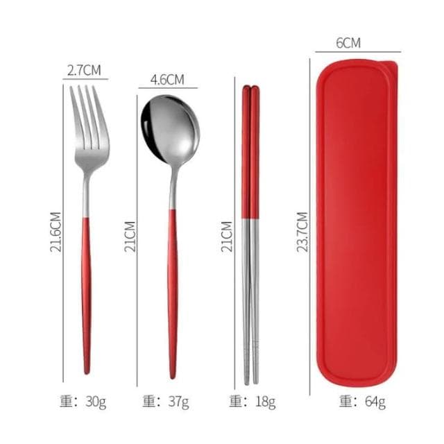 葡萄牙便攜餐具組 四件套 不鏽鋼餐具組 環保餐具組 葡萄牙餐具 不鏽鋼餐具 環保筷 筷子 湯匙 叉子 餐具
