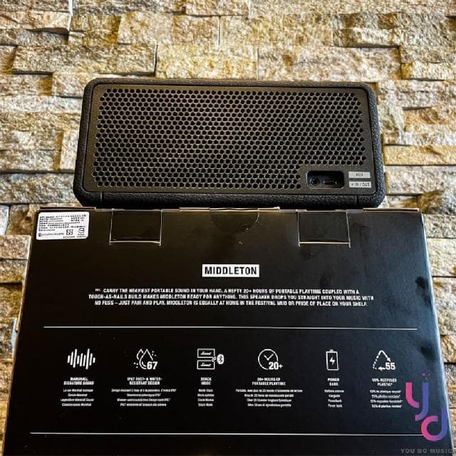 【Marshall】Marshall Middleton 〔黑金色/奶油白〕 藍芽 喇叭 充電式 防水防塵 輕巧便攜 公司貨 18個月保(marshall middleton 藍牙 音響)