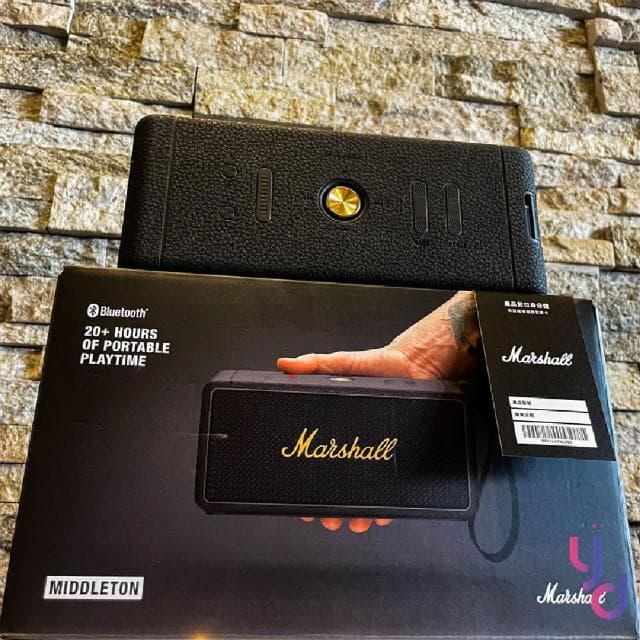 【Marshall】Marshall Middleton 〔黑金色/奶油白〕 藍芽 喇叭 充電式 防水防塵 輕巧便攜 公司貨 18個月保(marshall middleton 藍牙 音響)