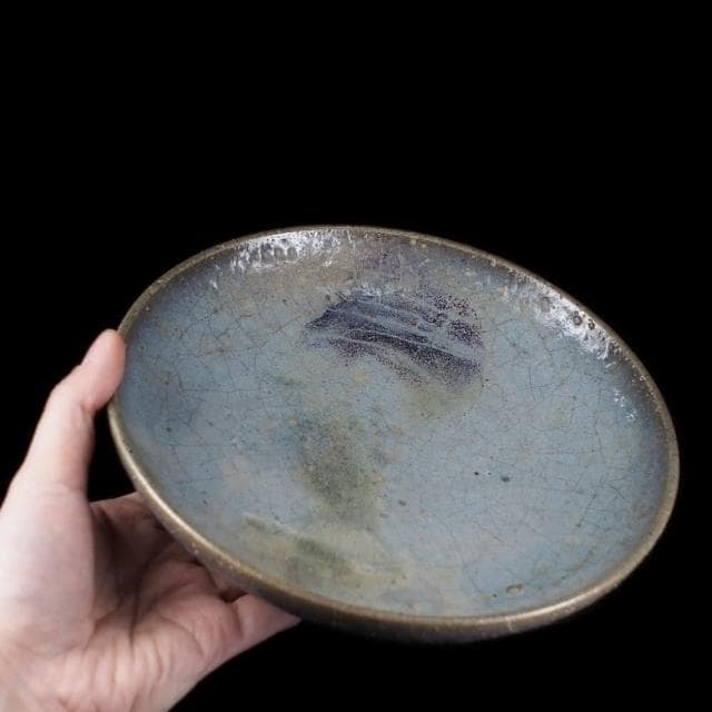 《博古珍藏》元 鈞窯天青釉紫紅斑圓洗 早期收藏 老件瓷器 博物館級文物