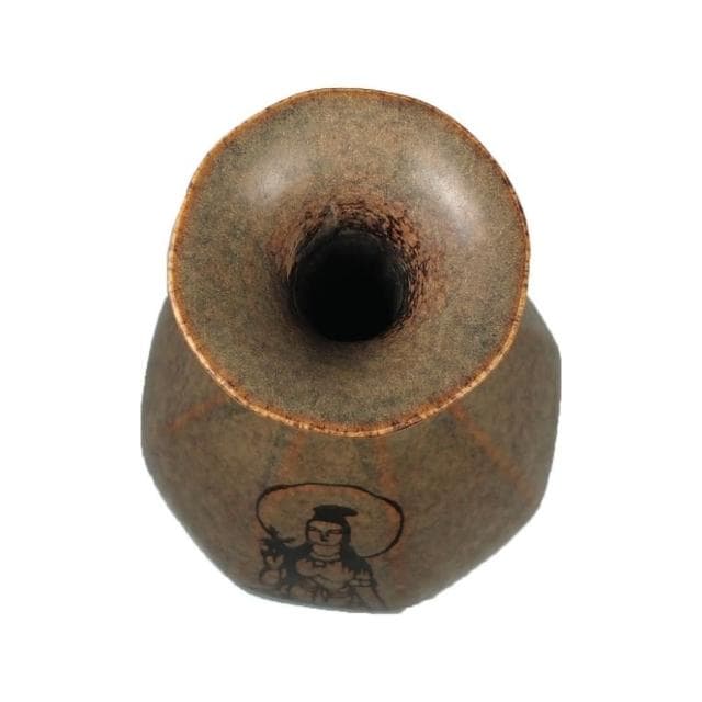 《博古珍藏》宋 吉州窯黃釉觀音菩薩古佛坐像圖玉壺春瓶 早期收藏