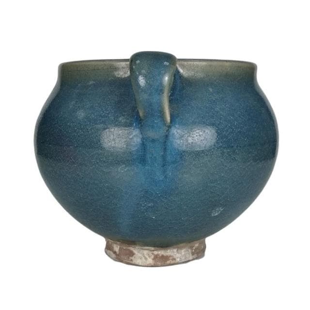 《博古珍藏》元 鈞窯天藍釉紫紅斑雙系罐 老件瓷器 早期收藏