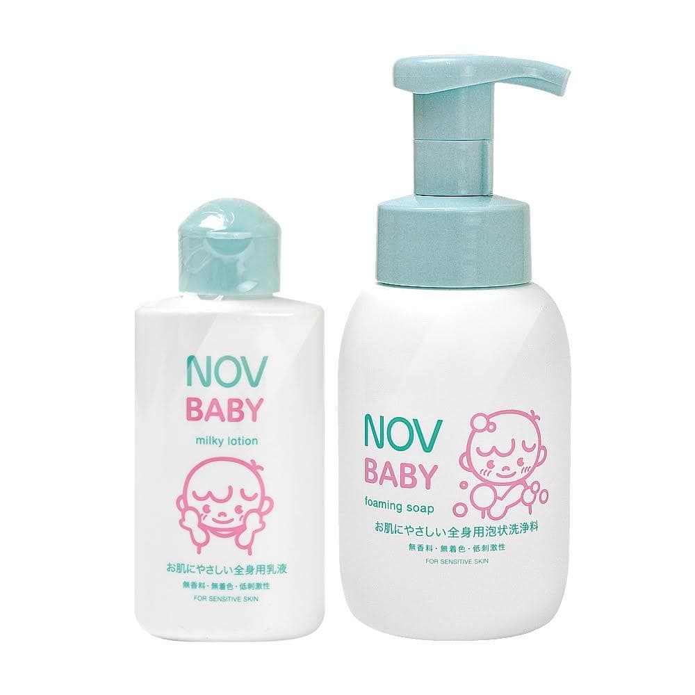 【NOV 娜芙】貝比溫和沐浴乳300ml+溫和乳液120ml 超值組(嬰兒用/日本原裝進口) 樂齡生醫