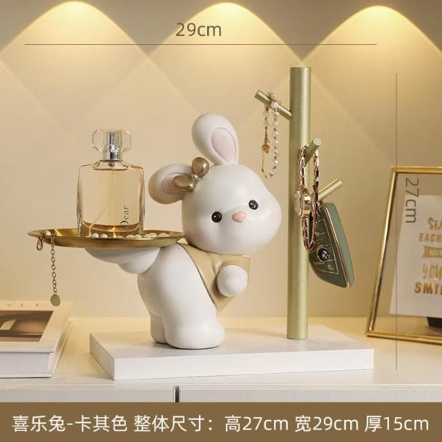 招財貓玄關鑰匙收納擺件入戶家居客廳託盤裝飾品搬家喬遷新居禮物