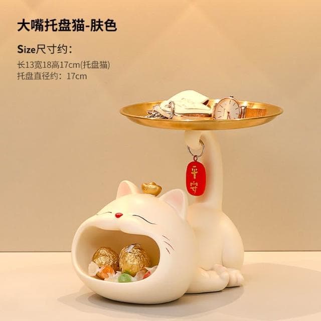 招財貓玄關鑰匙收納擺件入戶鞋櫃客廳桌面置物架家居裝飾喬遷禮品