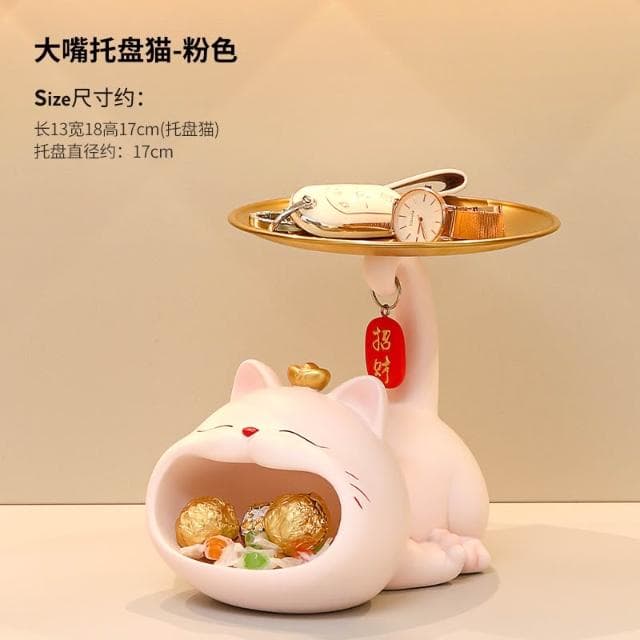 招財貓玄關鑰匙收納擺件入戶鞋櫃客廳桌面置物架家居裝飾喬遷禮品