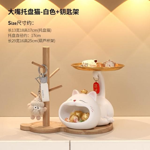 招財貓玄關鑰匙收納擺件入戶鞋櫃客廳桌面置物架家居裝飾喬遷禮品