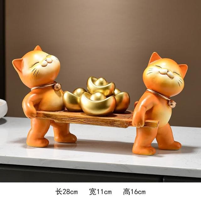 一桶金招財貓擺件喬遷開業禮物新中式客廳電視櫃公司收銀臺裝飾品