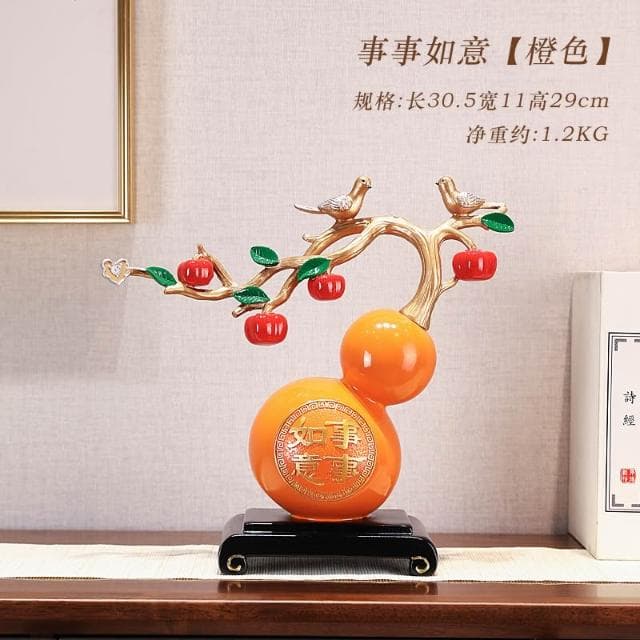 柿柿如意柿子家居飾品玄關櫃擺件新中式客廳酒櫃裝飾喬遷之喜禮物