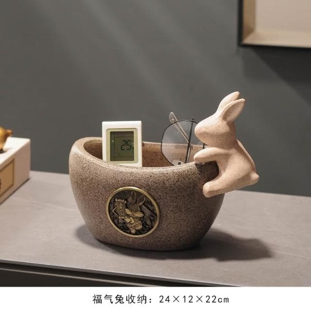 招財貓放鑰匙收納置物架擺件入戶門口玄關客廳喬遷新居禮品裝飾品