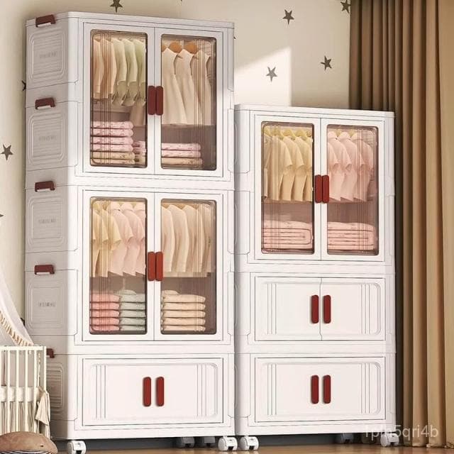 兒童衣櫃寶寶衣物收納櫃嬰兒衣櫥免安裝儲物櫃置物櫃家用臥室透明 衣櫃 衣櫥 收納櫃 置物櫃 儲物櫃
