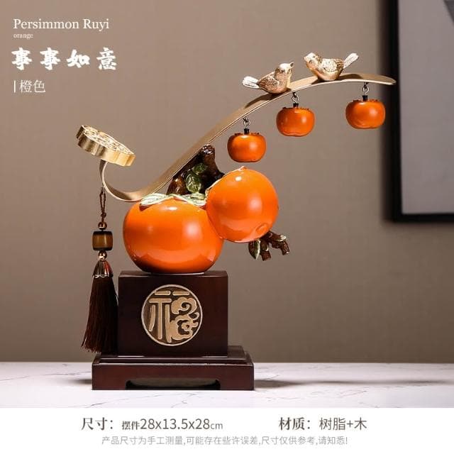 柿柿如意擺件裝飾品送人喬遷新居搬家之喜入宅全套禮品禮物2024