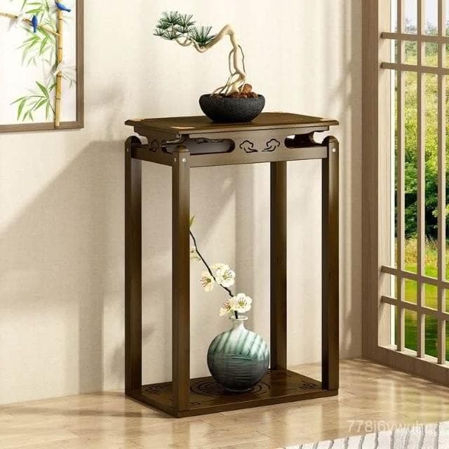 新品特惠 花架陽臺簡約裝飾花盆架室內落地實木花臺吊蘭架新中式家用植物架 聚寶盆架 盆栽架 展示邊桌 多肉花架