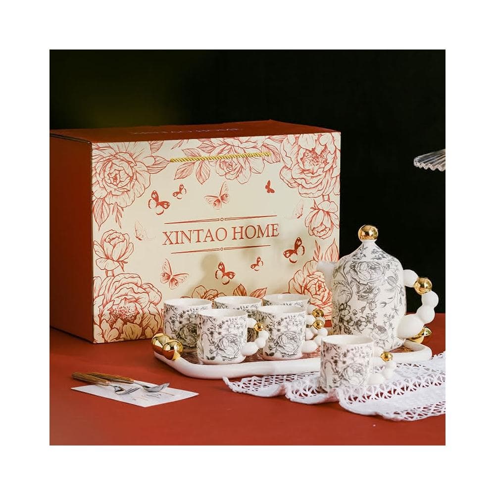 四季風家居 輕奢風陶瓷水杯家用套裝茶杯茶具茶壺客廳新婚喬遷生日禮物