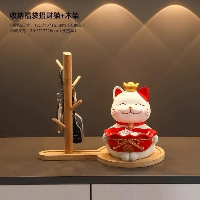 桃甜也居家生活 招財貓鑰匙收納玄關裝飾品擺設家居入戶門口鞋櫃客廳喬遷新居禮品