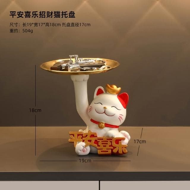 桃甜也居家生活 招財貓鑰匙收納玄關裝飾品擺設家居入戶門口鞋櫃客廳喬遷新居禮品
