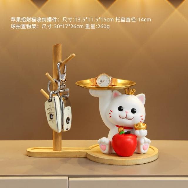 桃甜也居家生活 招財貓鑰匙收納玄關裝飾品擺設家居入戶門口鞋櫃客廳喬遷新居禮品