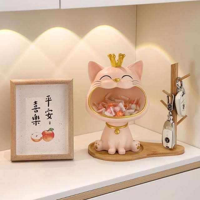 桃甜也居家生活 招財貓鑰匙收納玄關擺飾入戶門口鞋櫃新房家居裝飾品喬遷新居禮品