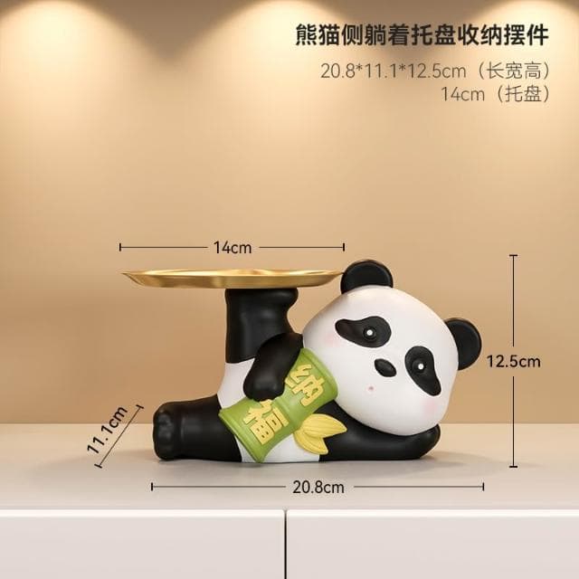 桃甜也居家生活 熊貓鑰匙收納玄關擺飾家居裝飾品入戶進門口客廳鞋櫃喬遷新居禮品