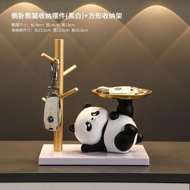 桃甜也居家生活 熊貓鑰匙收納玄關擺飾家居裝飾品入戶進門口客廳鞋櫃喬遷新居禮品