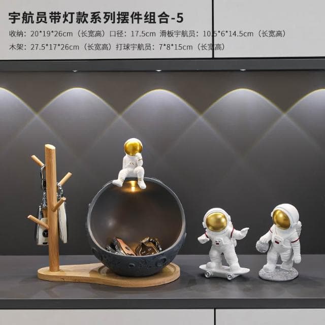 桃甜也居家生活 太空人鑰匙收納玄關擺件入戶進門鞋櫃客廳家居裝飾品喬遷新居禮物