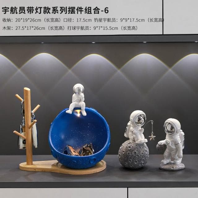 桃甜也居家生活 太空人鑰匙收納玄關擺件入戶進門鞋櫃客廳家居裝飾品喬遷新居禮物