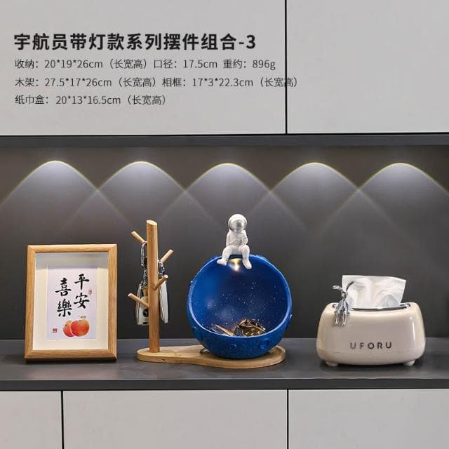 桃甜也居家生活 太空人鑰匙收納玄關擺件入戶進門鞋櫃客廳家居裝飾品喬遷新居禮物