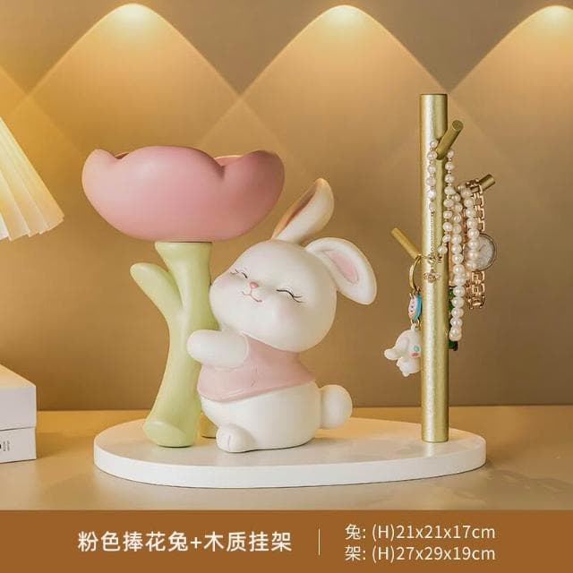 桃甜也居家生活 奶油風兔玄關擺件鑰匙收納置物架入戶鞋櫃家居裝飾喬遷新居禮物