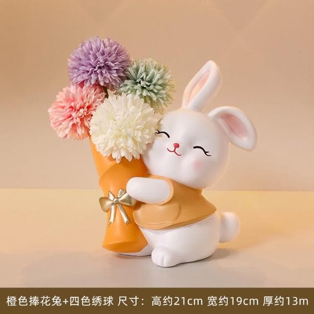 桃甜也居家生活 奶油風兔玄關擺件鑰匙收納置物架入戶鞋櫃家居裝飾喬遷新居禮物