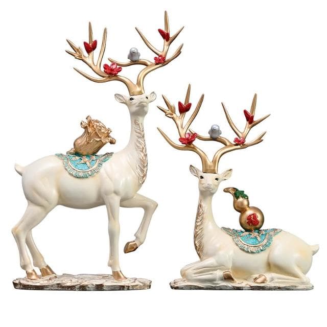 桃甜也居家生活 招財福鹿擺飾客廳電視櫃酒櫃玄關喬遷新居結婚禮物軟裝家居飾品