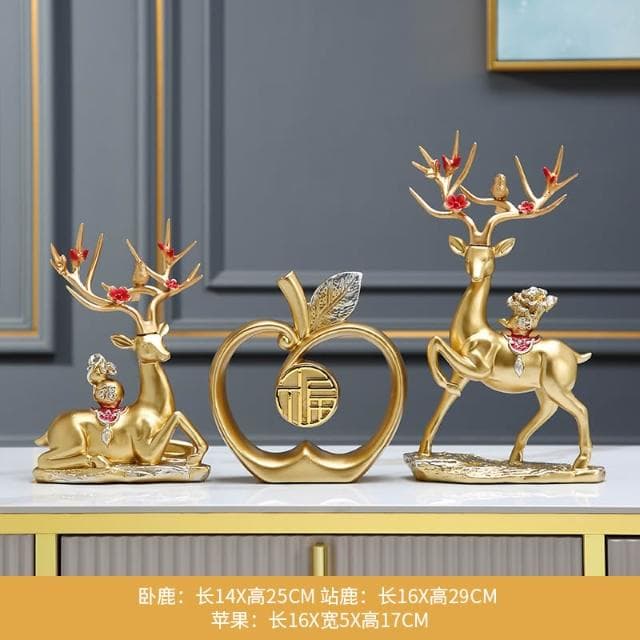 桃甜也居家生活 招財福鹿擺飾客廳電視櫃酒櫃玄關喬遷新居結婚禮物軟裝家居飾品