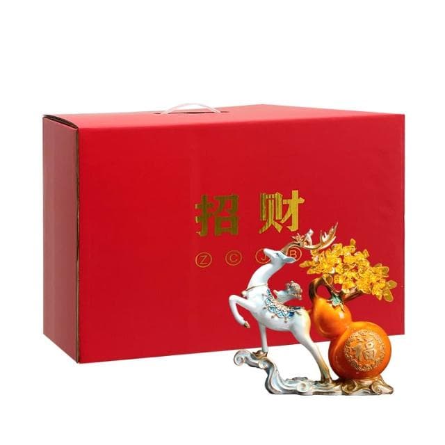 桃甜也居家生活 招財福鹿擺飾客廳電視櫃酒櫃玄關喬遷新居結婚禮物軟裝家居飾品